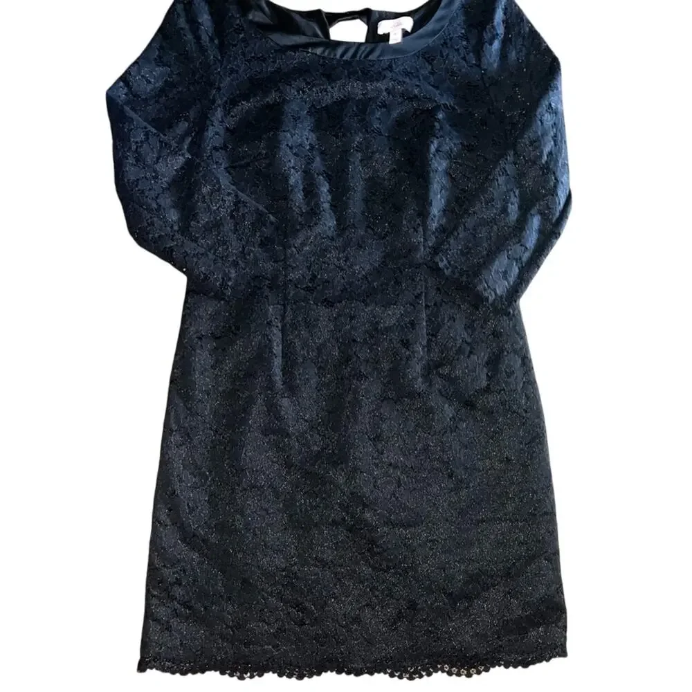 UEC LILLY PULITZER BLACK LACE SCALLOPED HEM DRESS SZ 10 - Picture 2 of 10